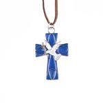 Krzyż z wizerunkiem Ducha Świętego (niebieski)