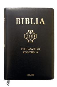 Biblia pierwszego Kościoła okładka PU, czarna z paginatorami i suwakiem