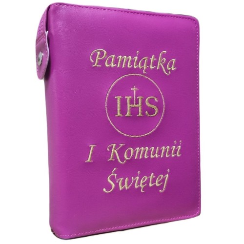 Etui na Biblię Tysiąclecia - komunia, kolor różowy 