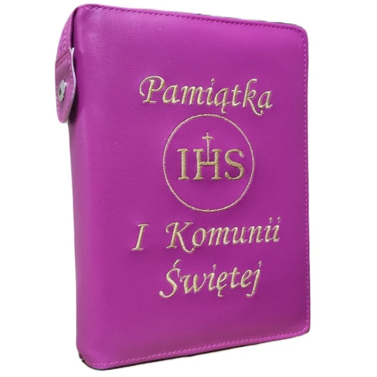 Etui na Biblię Tysiąclecia - komunia, kolor różowy 