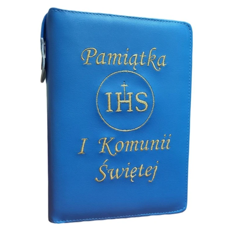 Etui na Biblię Tysiąclecia - komunia, kolor niebieski 