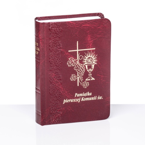 Książeczka do Pierwszej Komunii Świętej - Jezus, Maryja, Józef , kolor bordowy