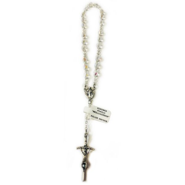 Koronka medjugorska kryształ ł. metal ( 7 x 3 oczka) przeźroczysta