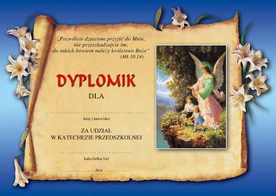 Dyplom  za udział w katechezie dla przedszkolaków III 8 b5