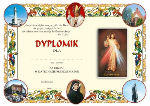 Dyplom  za udział w katechezie dla przedszkolaków III 8 b11