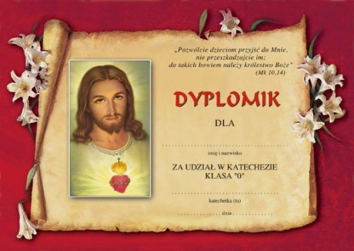 Dyplom za udział w katechezie dla klasy 0 - III 8 c1