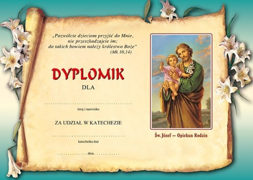 Dyplom za udział w katechezie 1/2021