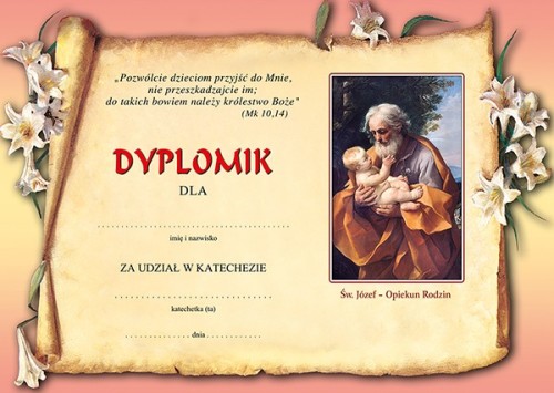 Dyplom za udział w katechezie 2/2021