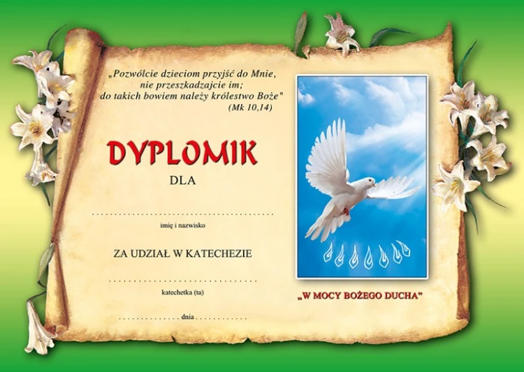Dyplom za udział w katechezie 1/2019