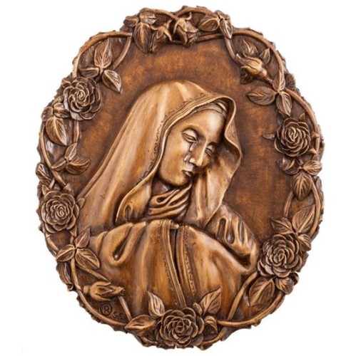 Relief - Matka Boska w różach - masa gipsowo-ceramiczna
