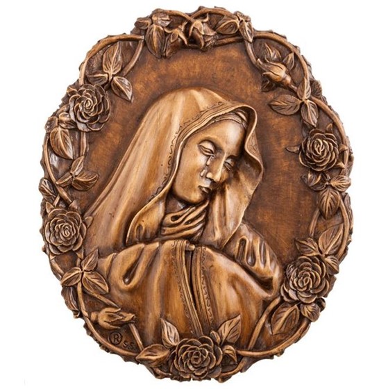 Relief - Matka Boska w różach - masa gipsowo-ceramiczna
